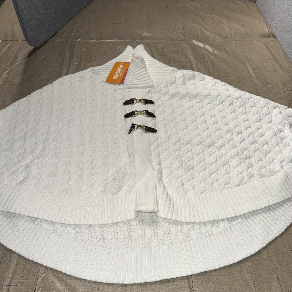 Girls 12 Gymboree Pony Club Poncho Cable Knit Sweater‎ Cream Snow